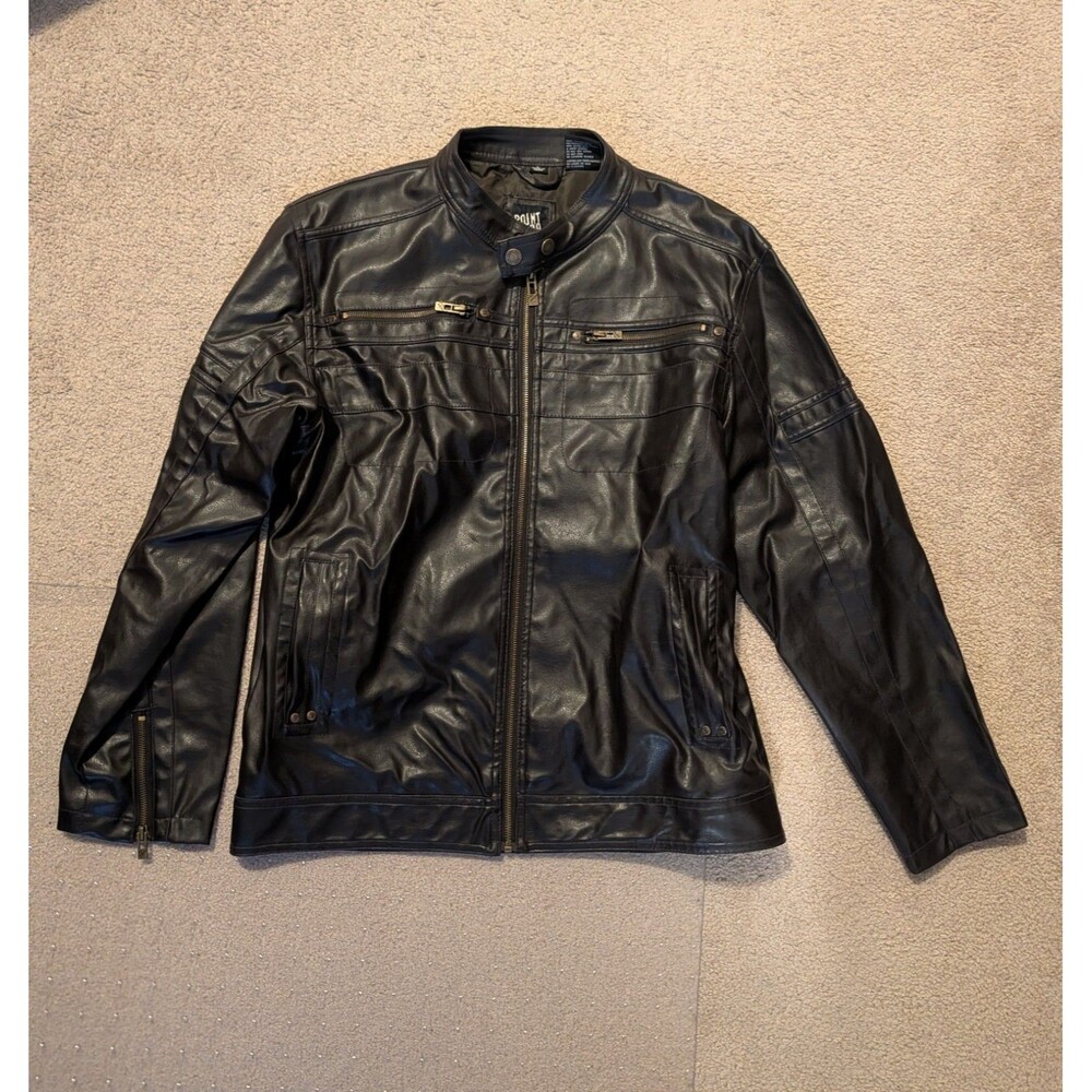 Point Zero Collection Men's black Faux Vegan Leather Jacket Size Large